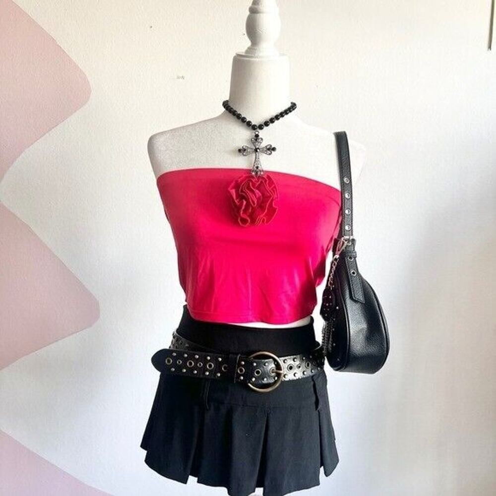 Red Coquette Tube Top, Y2K, Romantic, Soft Girl, Indie, Vintage, Feminine, Small